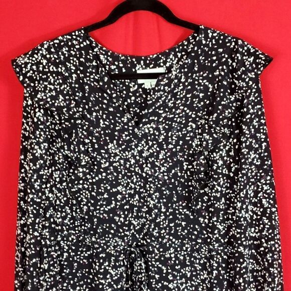 CHARLOTTE‎ BRODY RUFFLE FIT & FLARE DRESS - BLACK POPLAR SILK  Size L - Picture 3 of 10